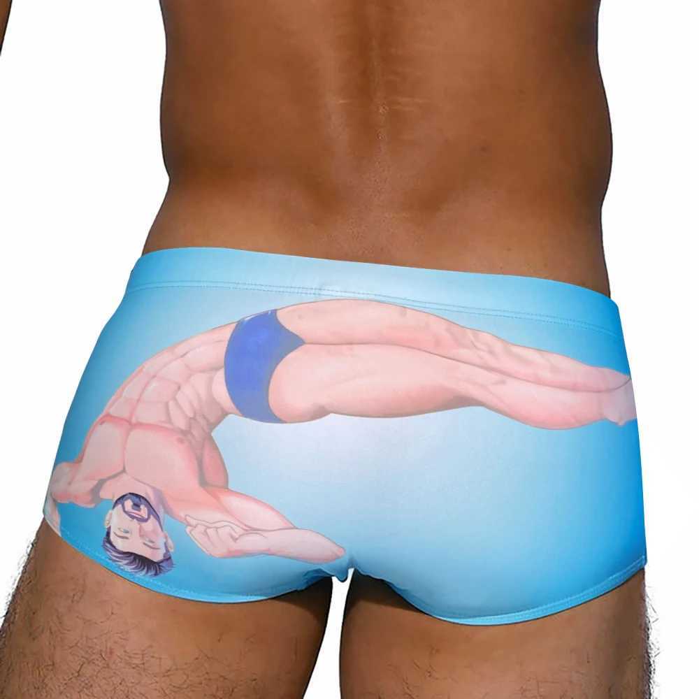 Sexy Mens Swim Trunks Summer Beach Board Bathing Suit Sport Surfing Swimwear Fashion Male Polyester Quick Dry Pad Bulge Swimsuit W250214