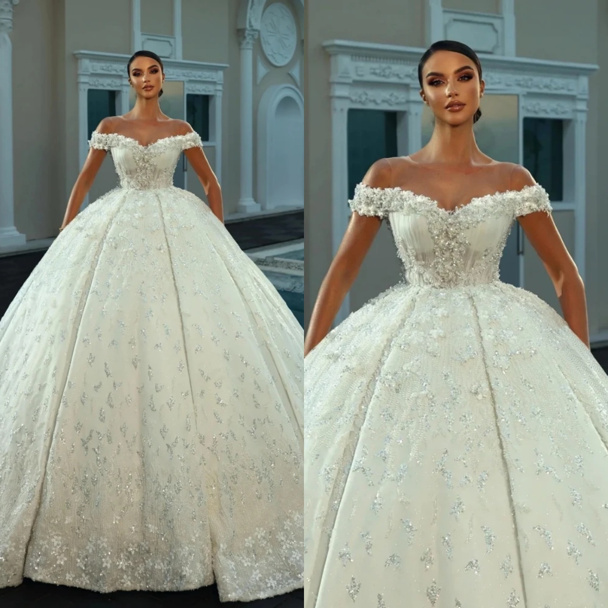 Exquisite Ball Gown Wedding Dress For Women Sweetheart Neck Sleeveless Bridal Gowns Appliques Sequins Sweep Train Dresses Custom Made vestidos de novi