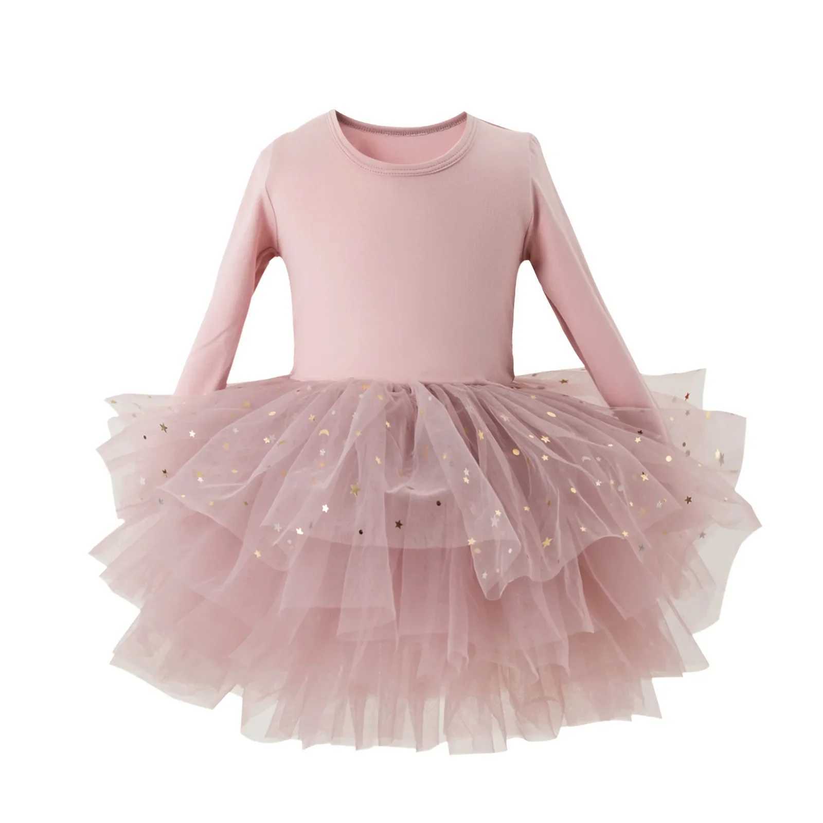 Girl Ballet Tutu Dress Fashion Kids Dancing Par Long Sleeve Vest Dress Performance Costume Princess Wedding Girl Dress L011 Z250214