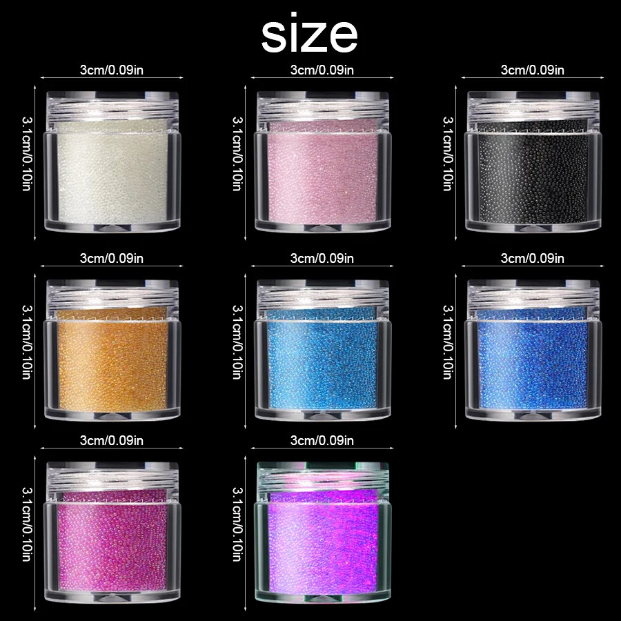 8 Colors Caviar Beads Crystal Tiny Rhinestones Reflective Laser Nail Art Decorations AB Color Glass Decorations Nail 250214