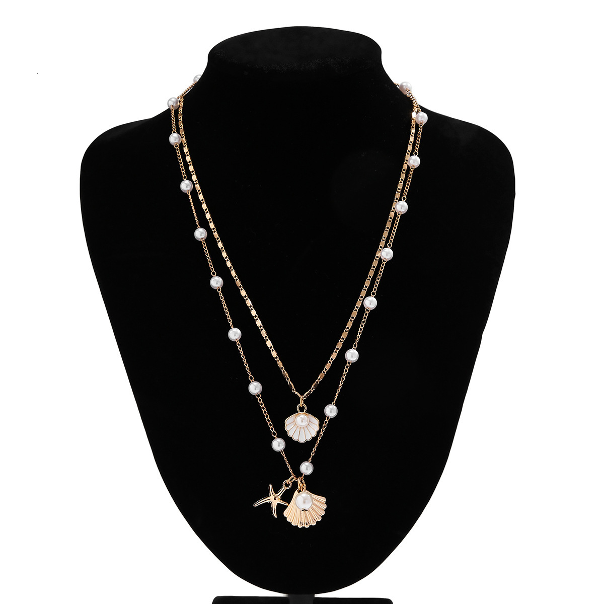 fashion Versatile Jewelry Women's Imitation Pearl Collar Chain Ocean Style Fake Shell Starfish Necklace Woman