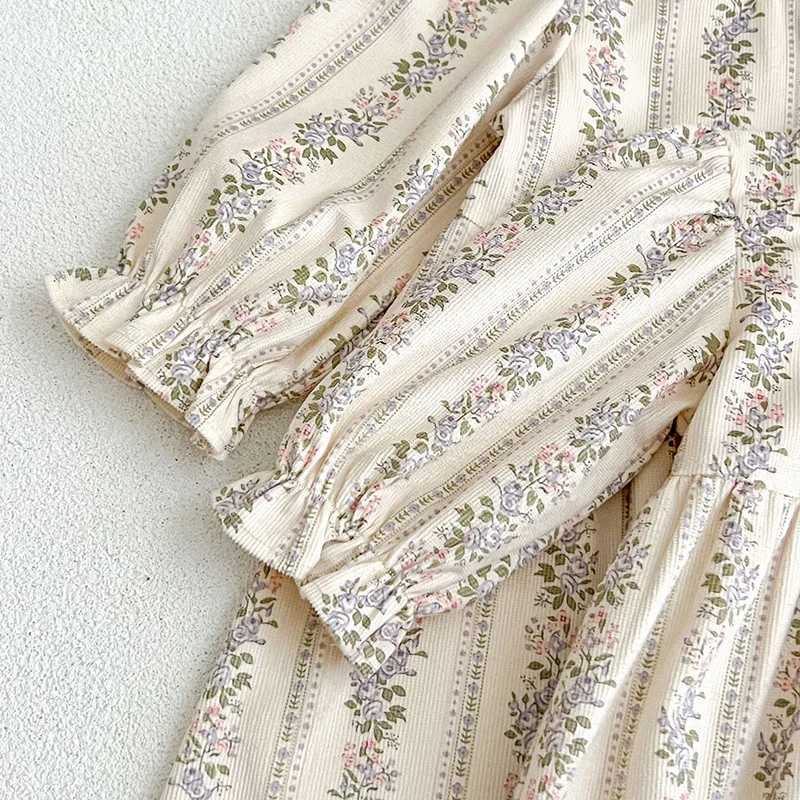 Spring Kids Baby Girls Long Sleeve Flower Printing Princess Dress Autumn New Baby Girls Sweet Dress Children Clothes Dress Z250214