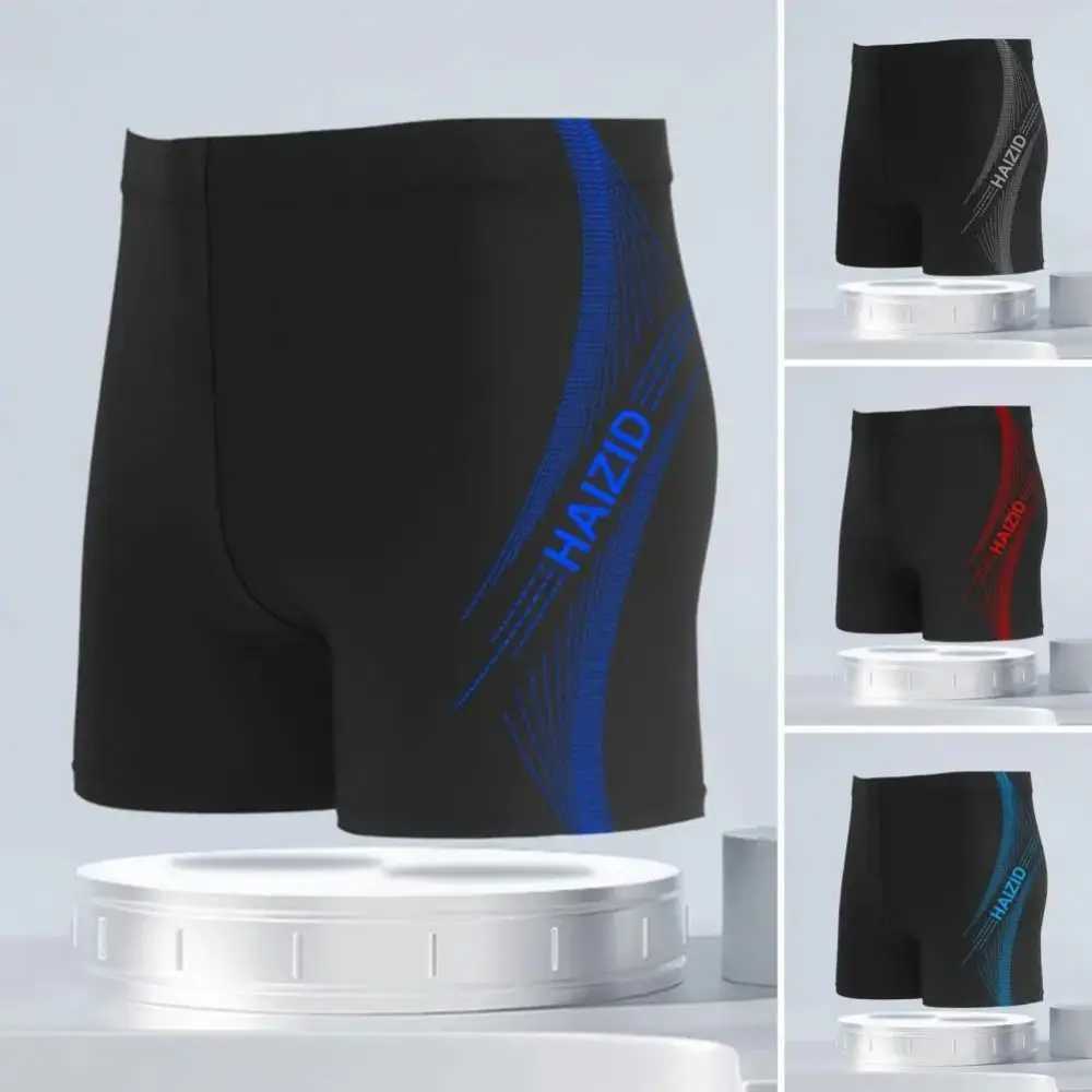 Letter Print Mens Swimming Trunk Fashion Elastic Quick Drying Summer Swimsuit Boxer Plus Size Breathable Swimming Shorts W250214