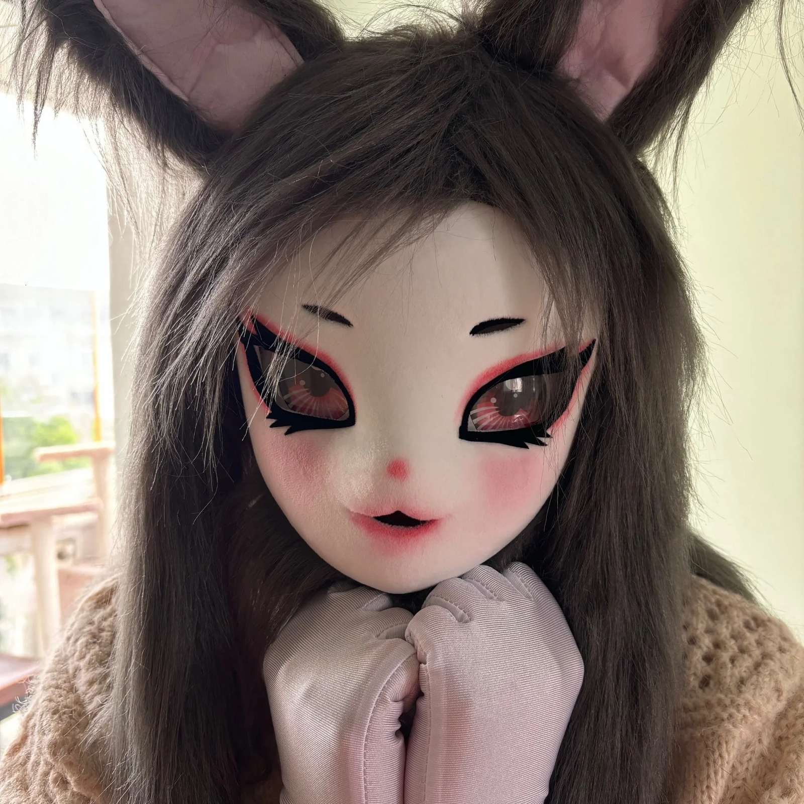 Fursuits Head Rubbit Bunny Kigurumi Headsets Furry Cosplay Costumes Comiket Furries Partial Fursuit Fluffy Lolita Party Costume 250213