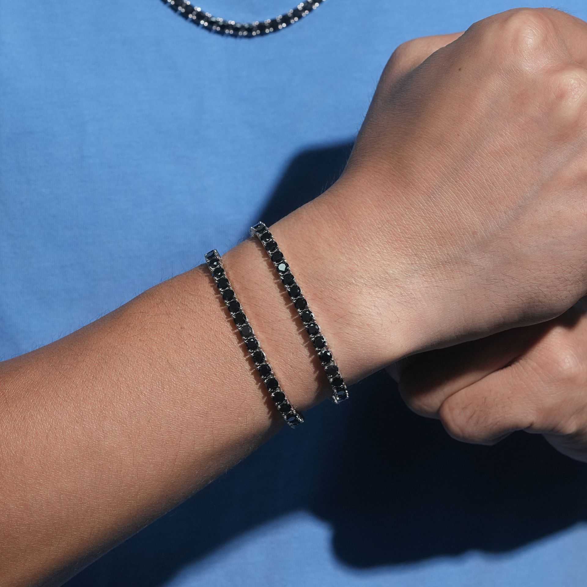 Diamond Hair New 4mm 925 Silver Set Black Moissanite Single Row Tennis Necklace Hip Hop Accessories Can Be Tested Diamond Pen