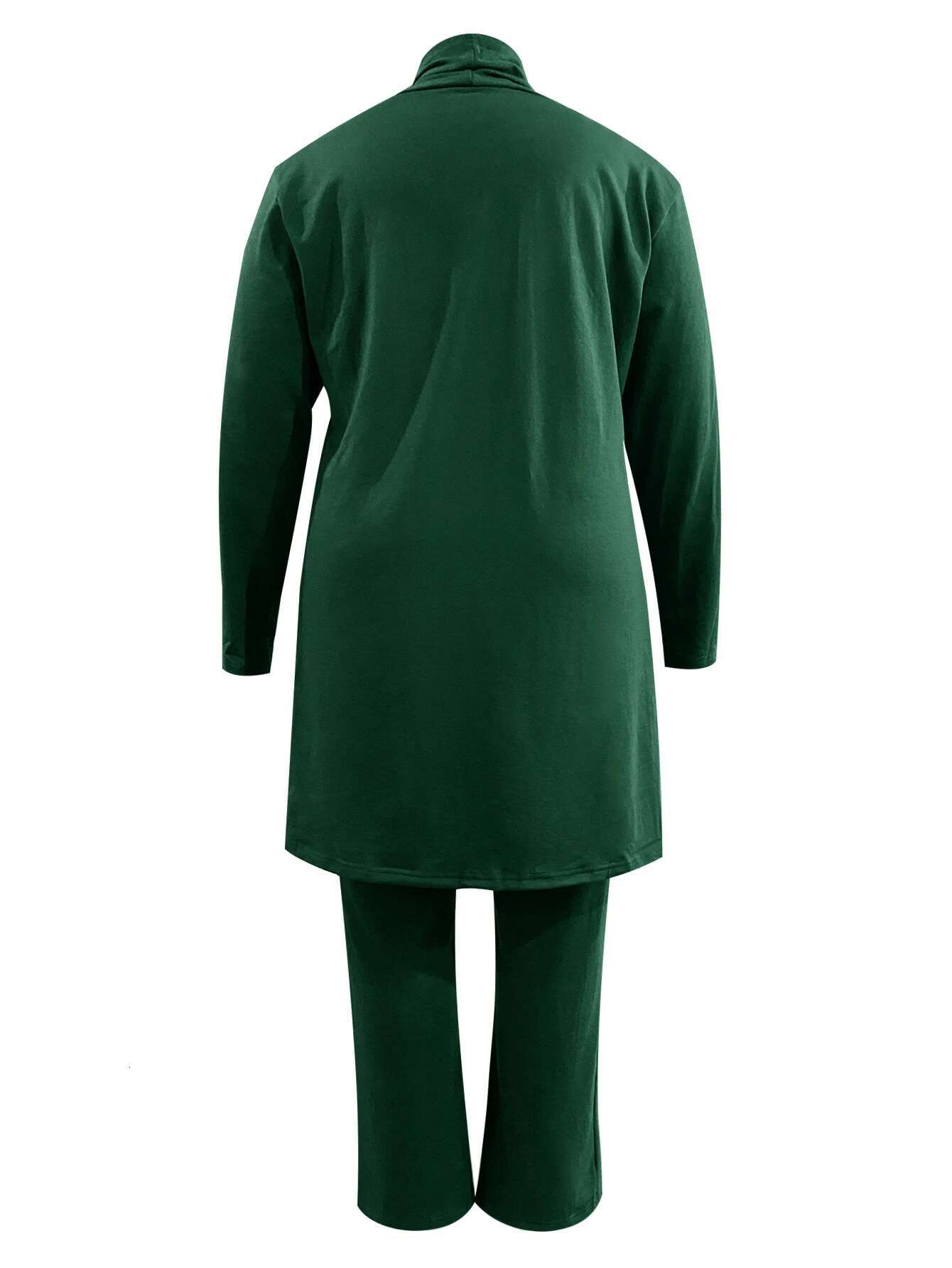 LW Plus Size Two Pieces High Waist Drawstring Pants Set Long Sleeve Coat Top + Trousers Sets Autumn Winter NEW Casual 2Pcs