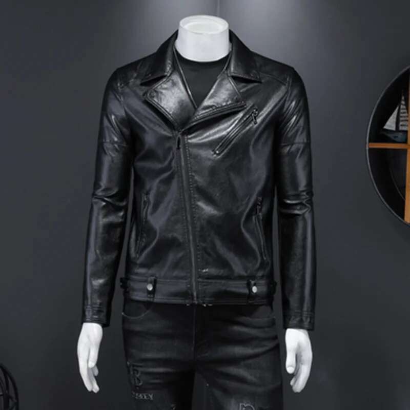 Classic Motorcycle Jackets Men Natural Cowhide Thick Moto Winter and Autumn Man Leather Jacket Waterproof
