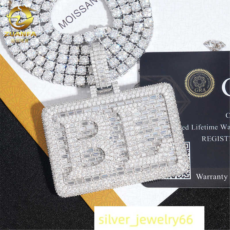 Diamond Hair New Personalized Hang Tag Letter Pendant D Color Moissanite Full Set 925 Silver Trendy Essential Hip Hop Jewelry