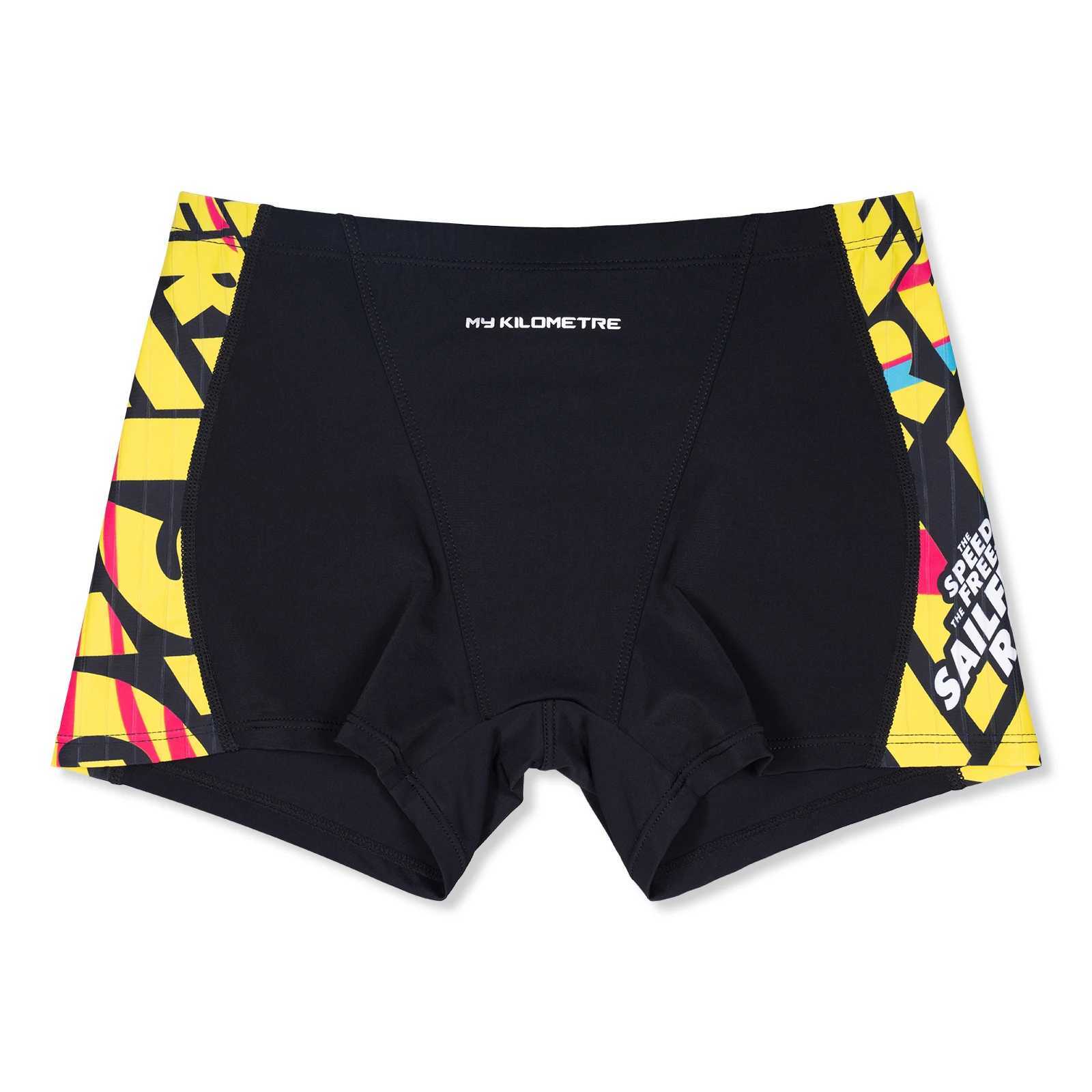 MY KILOMETRE Mens Swimsuit Square Leg Splice Athletic Swimming Trunk Training Swimwear Bathing Suit Man Swim Brief Board Short W250214