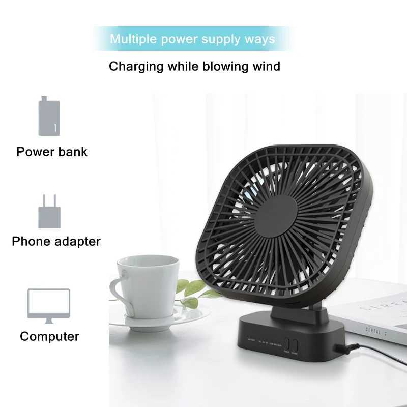 Mini USB Fan Rechargeable Battery Fan with Timer Strong Wind 3 Speed 7 Fan Leaf Desktop Portable Quiet Office Camping Outdoor Z250214