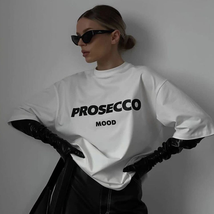 Designer Free Shipping American Letter Printed T-shirt For Women Pure Cotton Round Neck Loose Short Sleeved Top INS Style