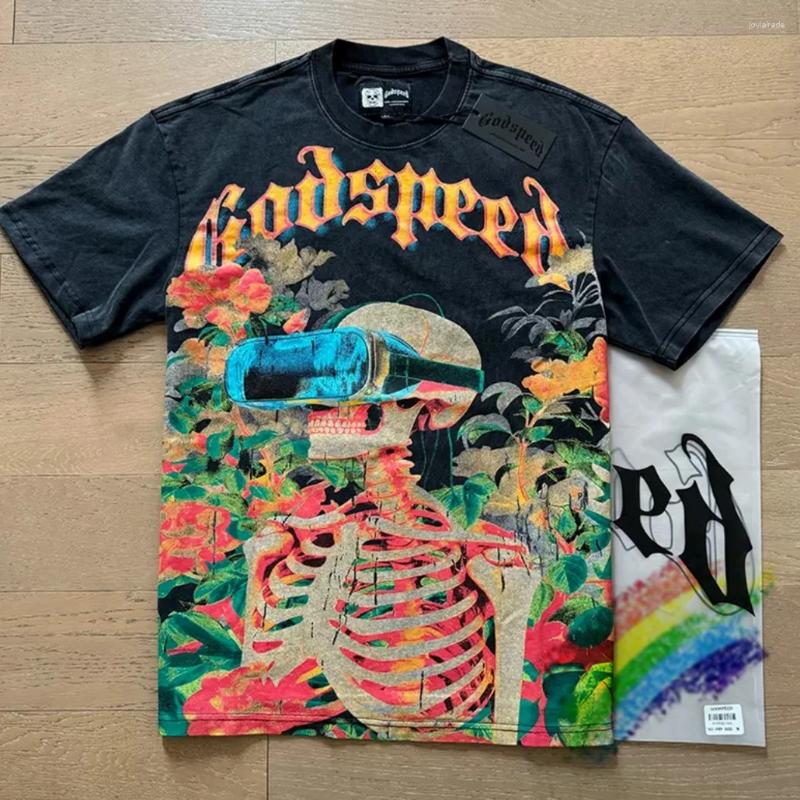Men's Casual Shirts 2025ss Godspeed Men Women T-shirt Creative Colorful Skull God Speed Loose Top Tees T