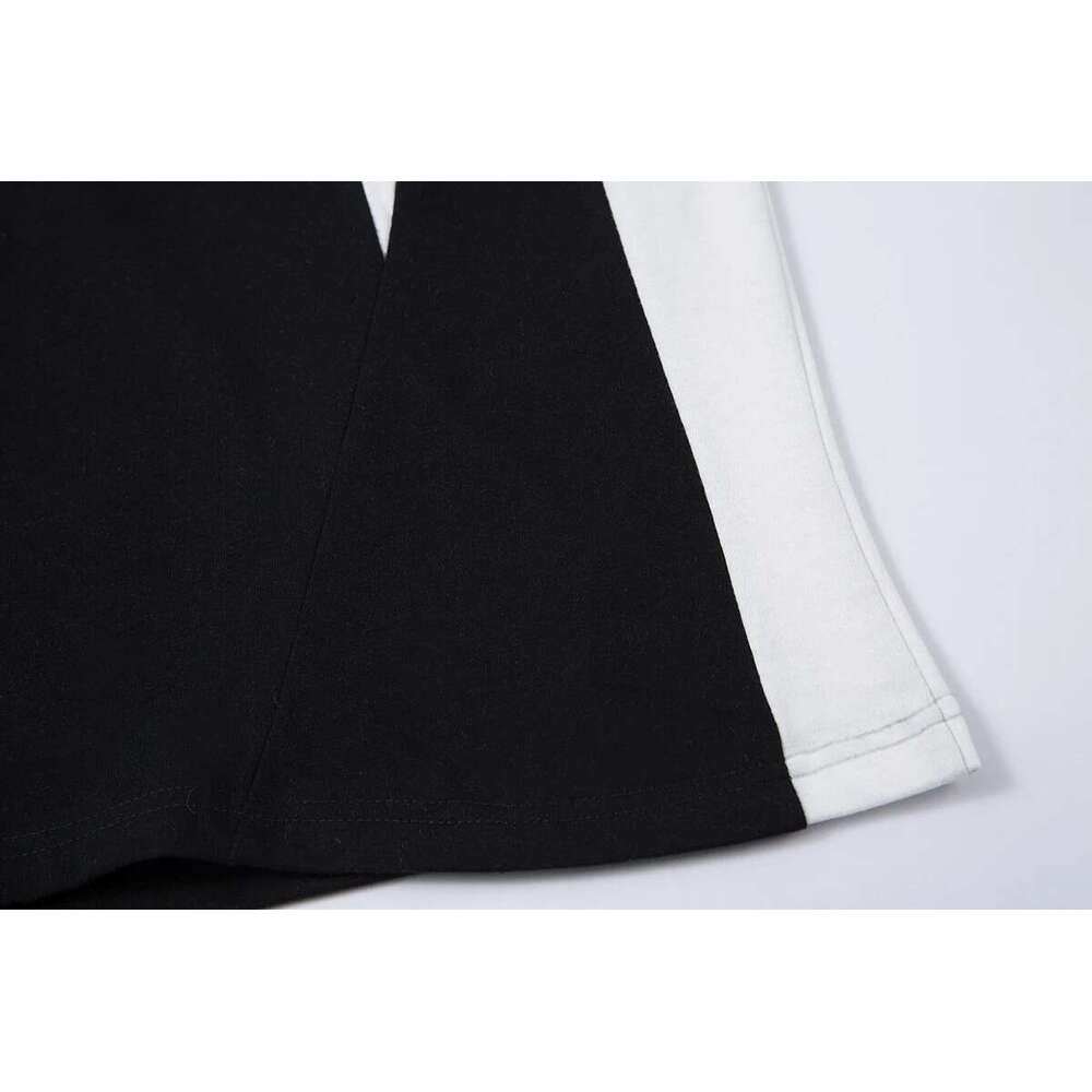 High Street Vintage Crack Letter Print Cotton Summer Tshirts For Men Round Neck Patchwork Loose Casual Top Tees Oversized