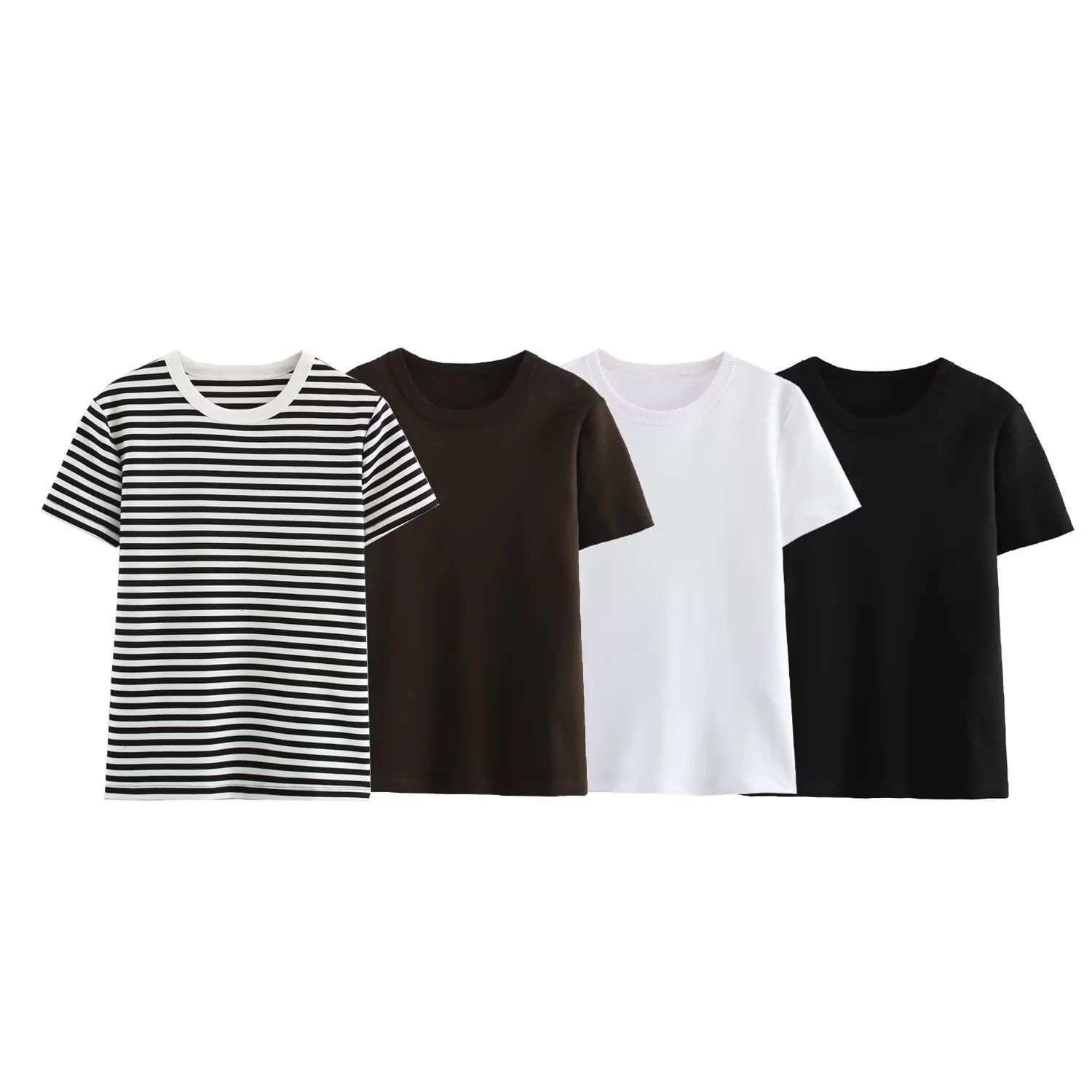 Designer Black And White T-shirt For Summer 2025 Short Sleeved Round Neck Slim Fit Women Top