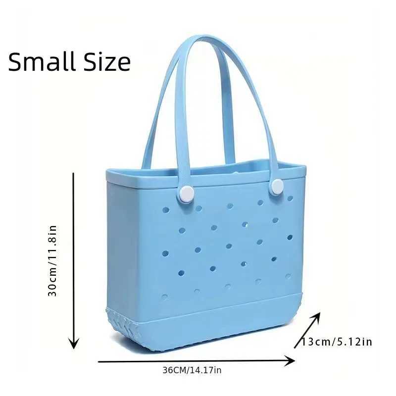 Solid Fashion Hole Durable Waterproof Beach Bag Fashion Rubber Handbag Beach Boat Swimming Sports Shopping Portable Eva HandbagsC250214