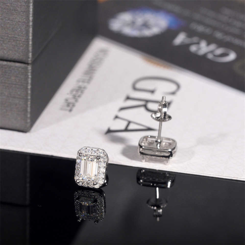 New jewelry 925 silver long ladder square moissanite hip-hop earrings hot selling personalized earrings