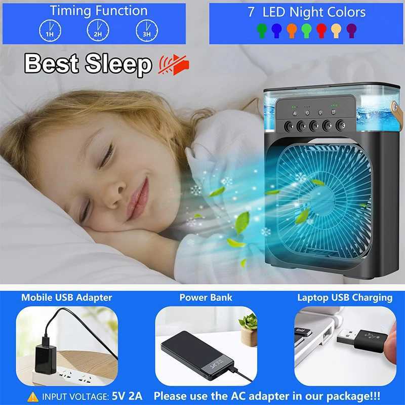 4pcs touch button USB 5V mobile cooling fan 600ml ice cube desktop water cooler Z250324