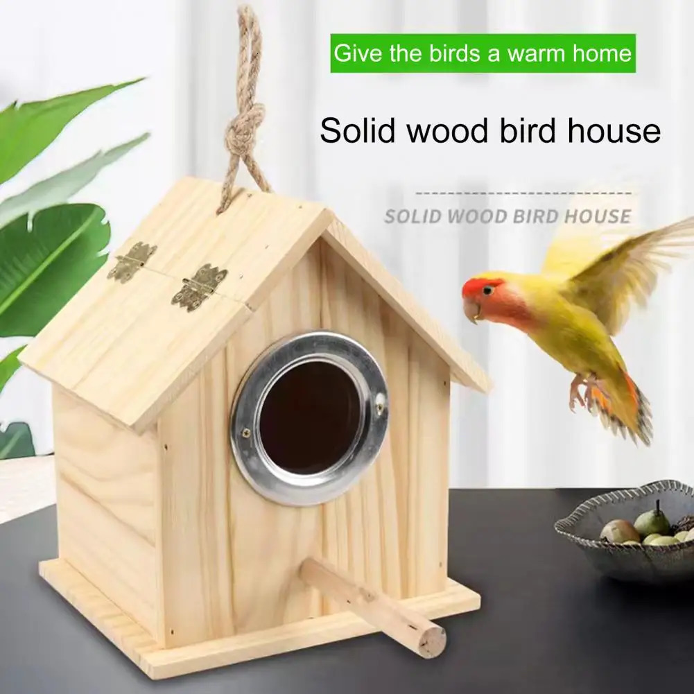 Bird Nest Sturdy Garden Decoration Wooden Bird House Eco-friendly Bird Nesting Box Natural Wood Bird House Garden Decor 250206