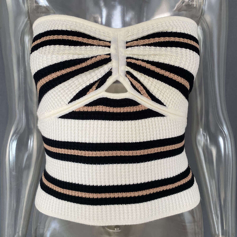 Spring/Summer Hot selg Women's Striped Clear Color Sexy Hollow out Skincare Woolen Tank Top 2025 Versatile New Trendy Clothing Ins
