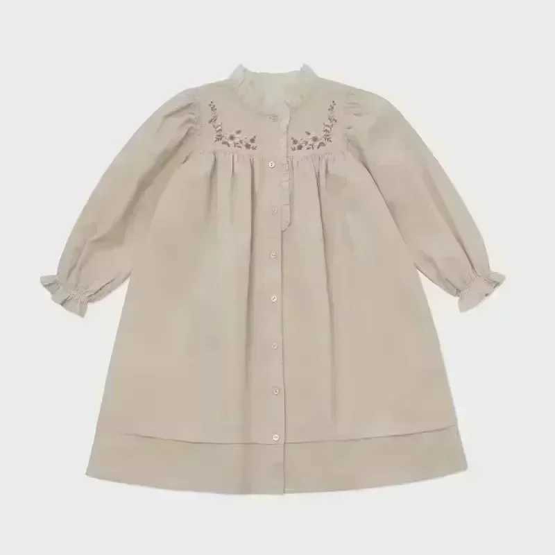 In Stock! Girls Dress 2025 Early Spring New LOU Long Sleeves Embroidery Princess Dress Embroidered Lace Dress Z250214