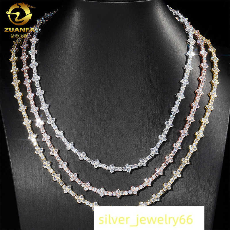 New 925 silver moissanite tennis chain 3-4mm hip-hop mens and womens bracelet necklace HipHop