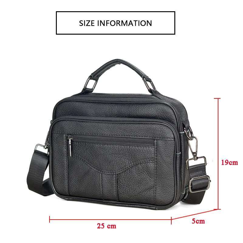 Genuine Leather Shoulder for Men Cowhide Handbag Male Black Horizontal Messenger Bag Men's Ipad Business Briefcase Tote