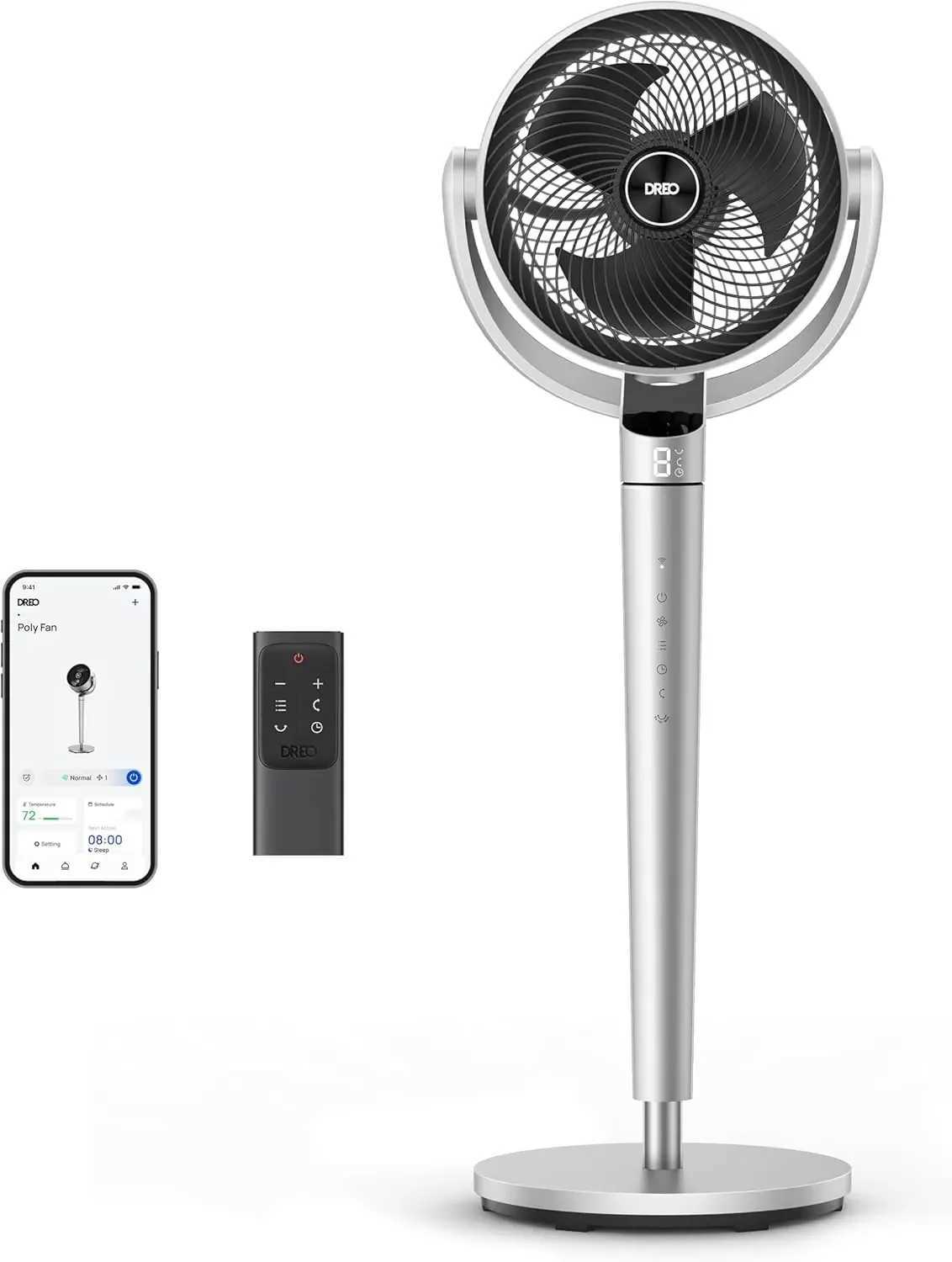 Pedestal Fan with Smart Control 43 Inches 150+120 Omni-Directional Oscillating Quiet Fans for Bedroom 110ft Circulat Z250214
