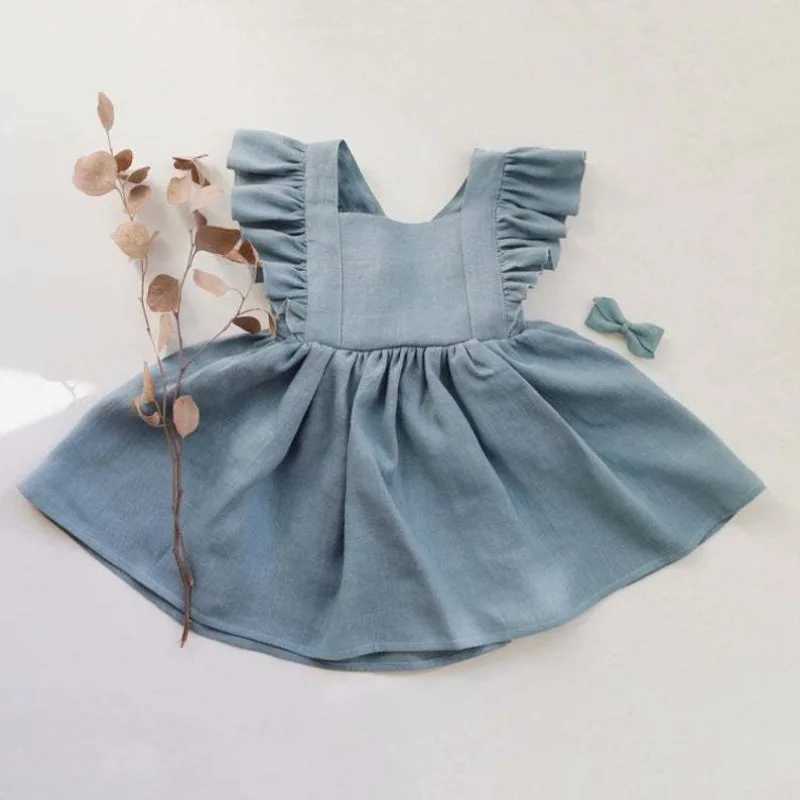 Summer Toddler Girl Dress 100% Cotton Ruffles Baby Dress Infant Dress Sister Clothes Z250214