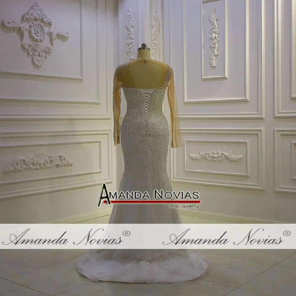 Custom Long Sleeves V-neck Full Lace 2 in 1 Mermaid Wedding Dress