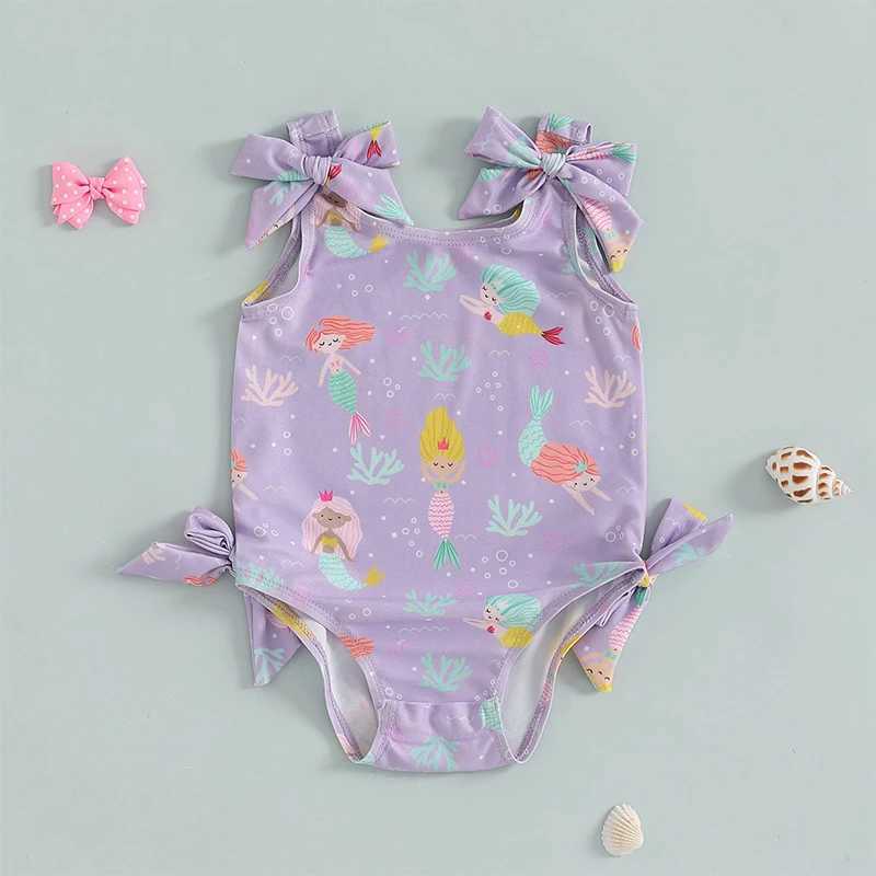 Toddler Girl Swimsuit Animal Print Sleeveless U-Neck Swimsuit Summer Baby Purple Bikini Swimsuit Z250214