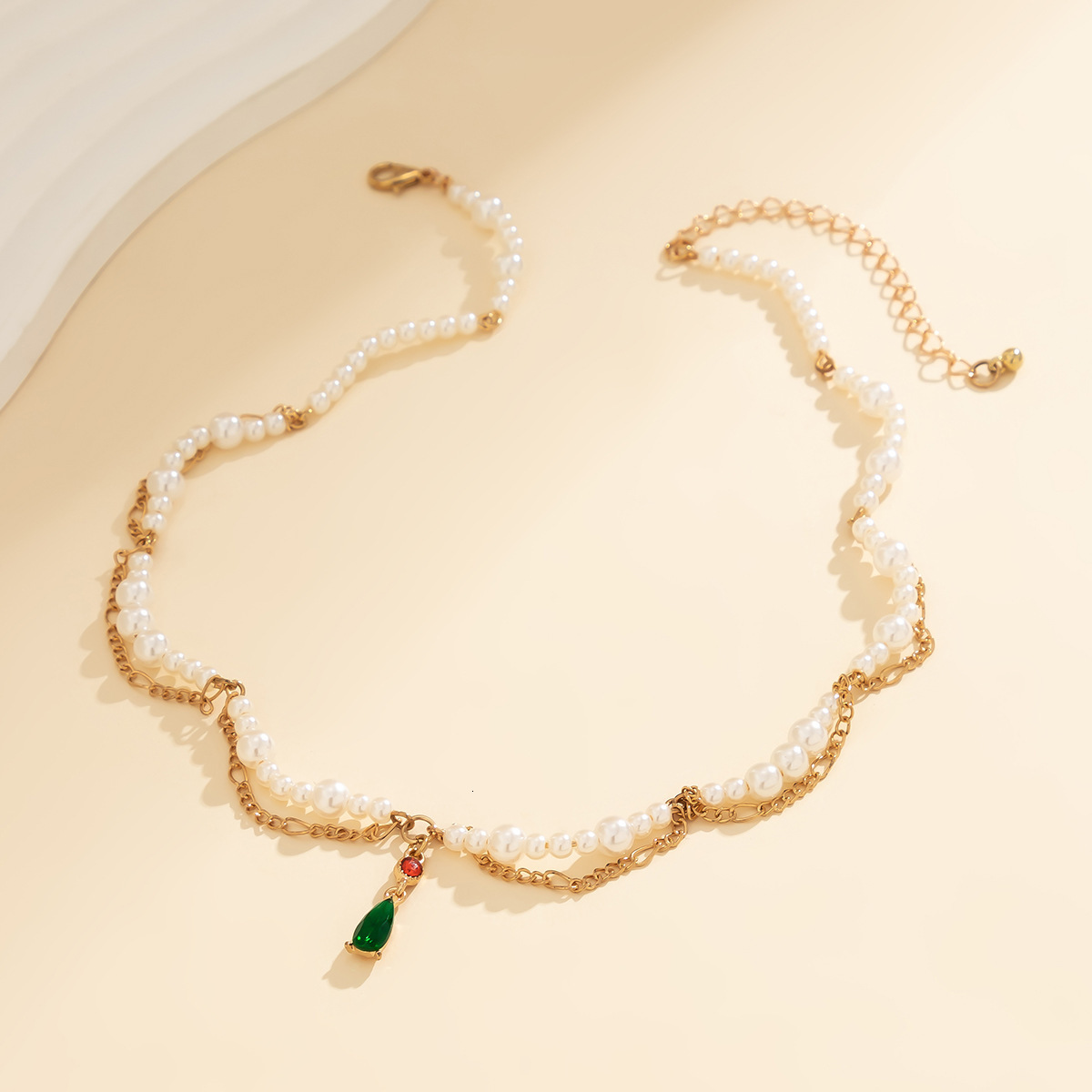Woman Temperament imitation pearl wavy tassel necklace neck minimalist handmade beaded designer collarbone ornament