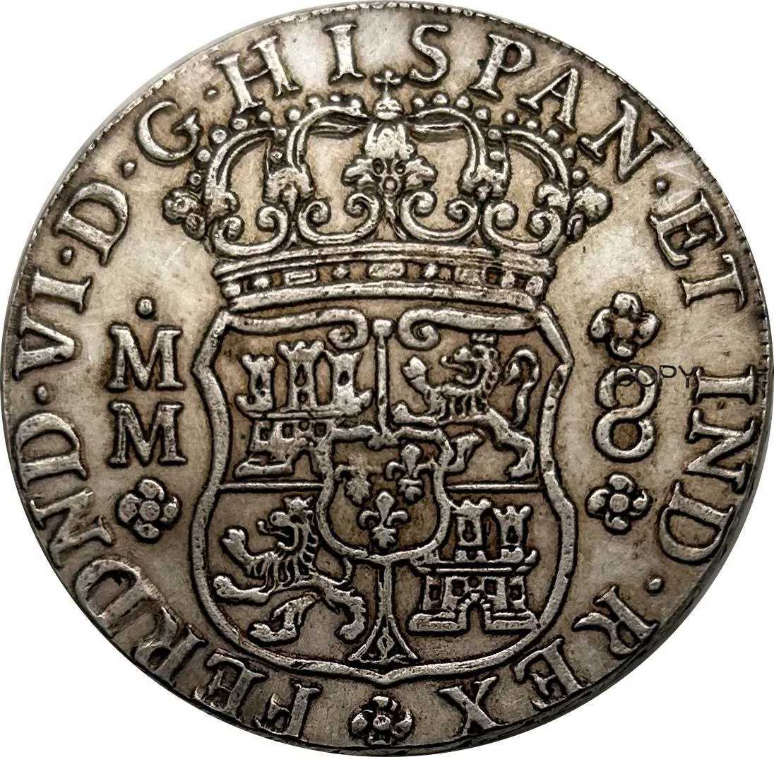 1756 8 MM Mexico Coin Reales - Fernando VI Cupronickel Plated Silver Collectibles Copy CoinsXJ250214