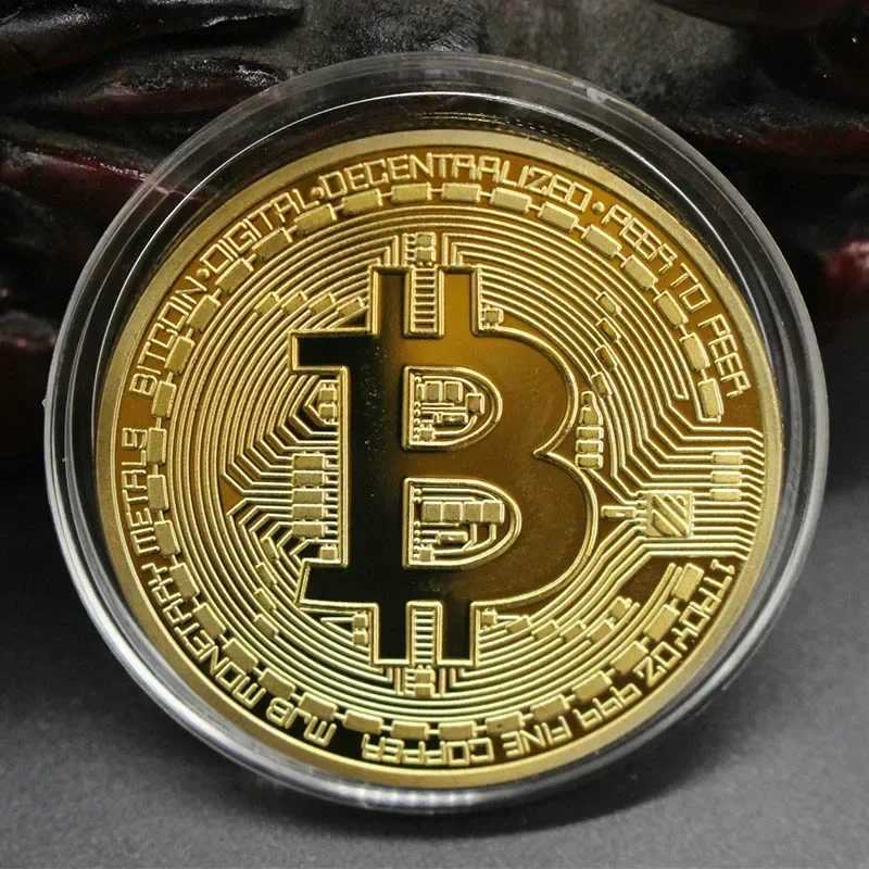 BTC Art Creative Coins Metal 1PCS Gift Plated Gold Bitcoints Collection Great Antique Imitation Souvenir Bitcon CollectibleXJ250214