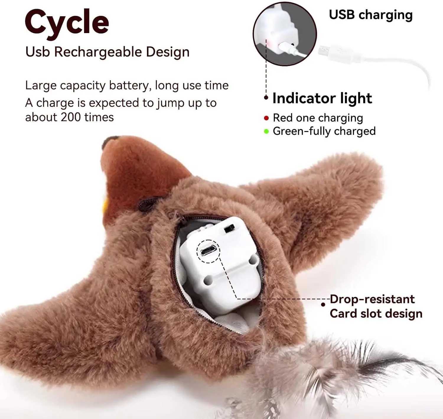 2025 New Rechargeable Interactive Flapping Chirping Toy Bird Caip Toys Cat gamesT250214