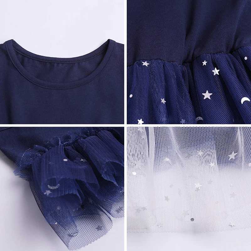 Summer Girl Dress Princess Star Sleeveless Tulle Girls Blue Sequin Tutu Dress for 4-8Y Kids Birthday Par Shaggy Dress Costume Z250214