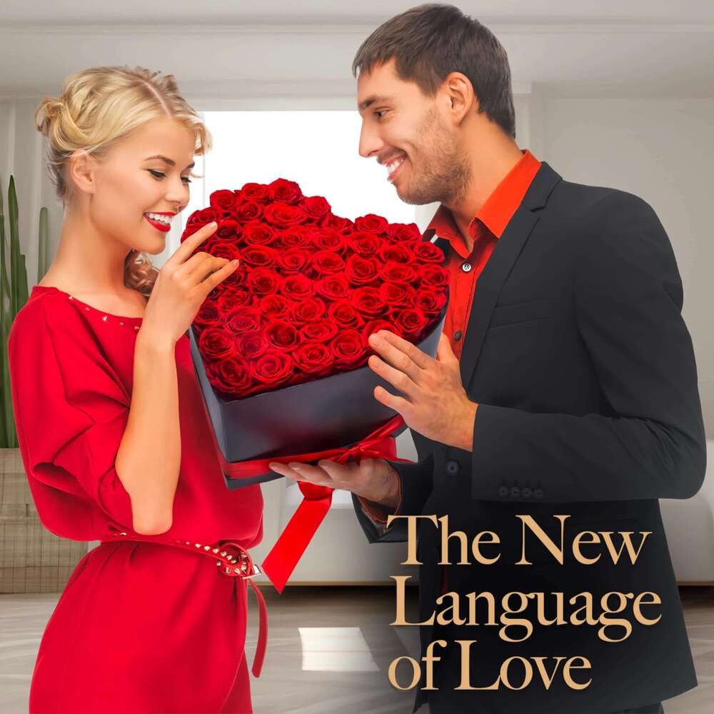 24Pcs Artificial Bouquet Heart Shape Rose Box 100 Languages I Love You Necklace Eternal Roses Valentine's Gift For Her