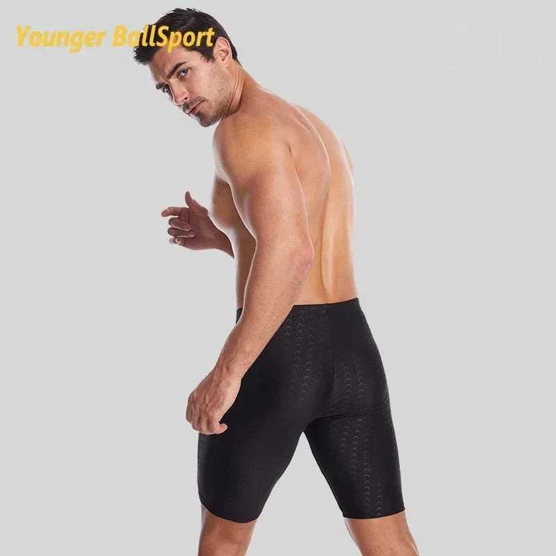 2025 Mens Beach Swimming Pool Waterproof Swimsuit Five Rod Swimming Rod Shark Skin Pattern Breathable Sports Training Swimming Shorts W250214