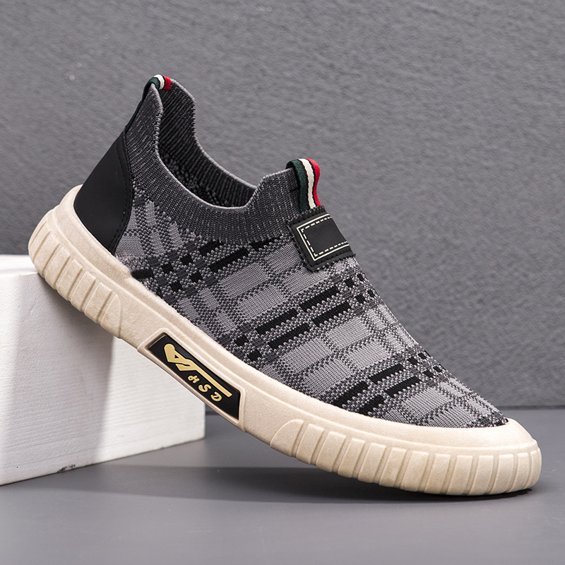 European And American Outdoor Summer Breathable Lazy Shoe Design, Casual Flat Shoes Fashionable Fly Woven Mesh Socks Men's Shoes Classic Balance 