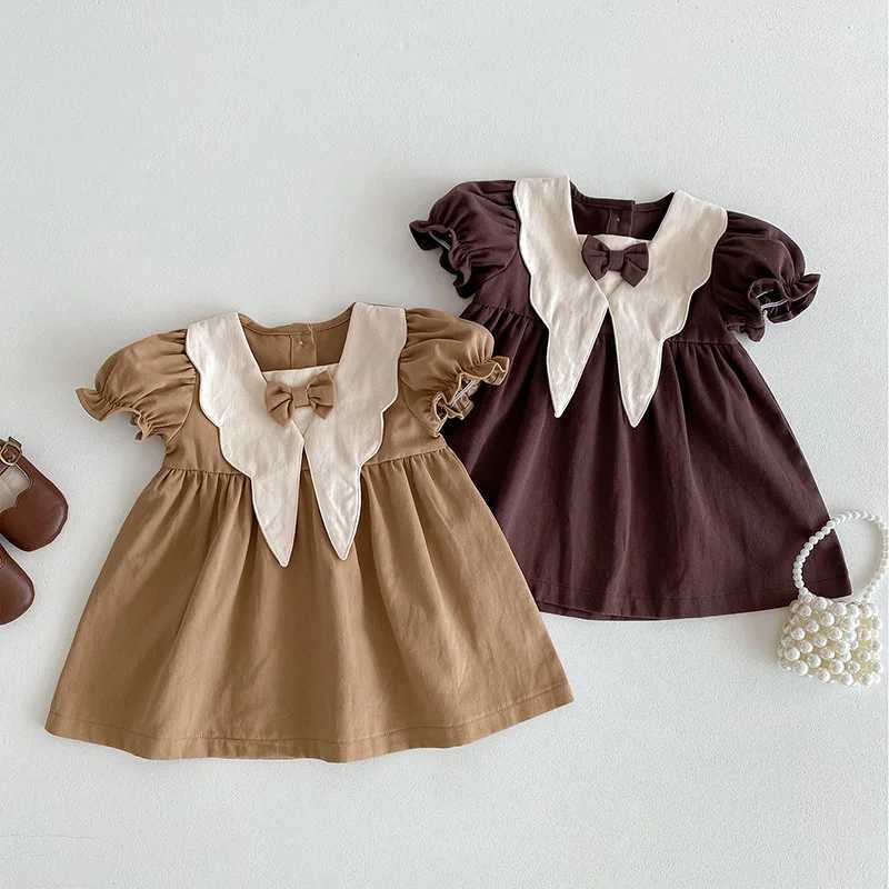 2024 New 0-4Yrs Baby Girl Clothing Short Sleeve Cotton Splicing Kids Princess Dresses Baby Girl Par Dress Z250214