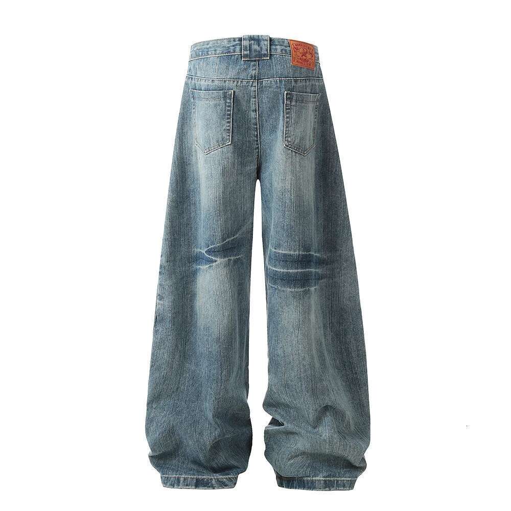 Hip Hop Washed Vintaged Blue Baggy Jeans For Men And Women Straight Casual Loose Denim Trousers Oversized Cargo Pants