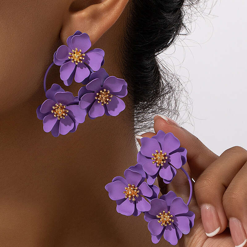Wind multicolored wers, small fresh earrings, stylish and versatile style, trendy accessories, Qingdao jewelry