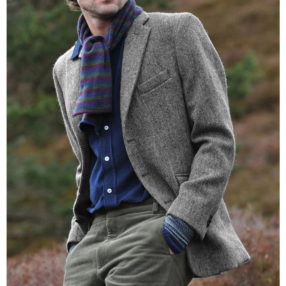 Mens Clothing Mens Coat Herringbone Jacket Slim Single Breasted Casual Comfortable Work Wear Mens Autumn Jackets Man 250211