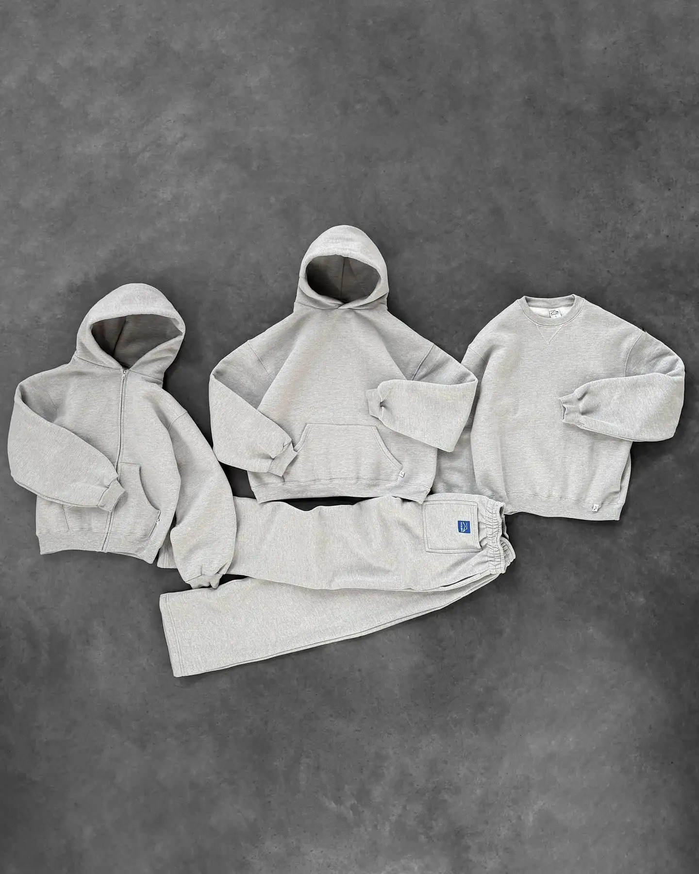 American Solid Color Suit Two Piece Set Harajuku Tops Trousers Sets Lace-up Casual Pants Streetwear Y2K Couple Sweatshirt Pant 250210