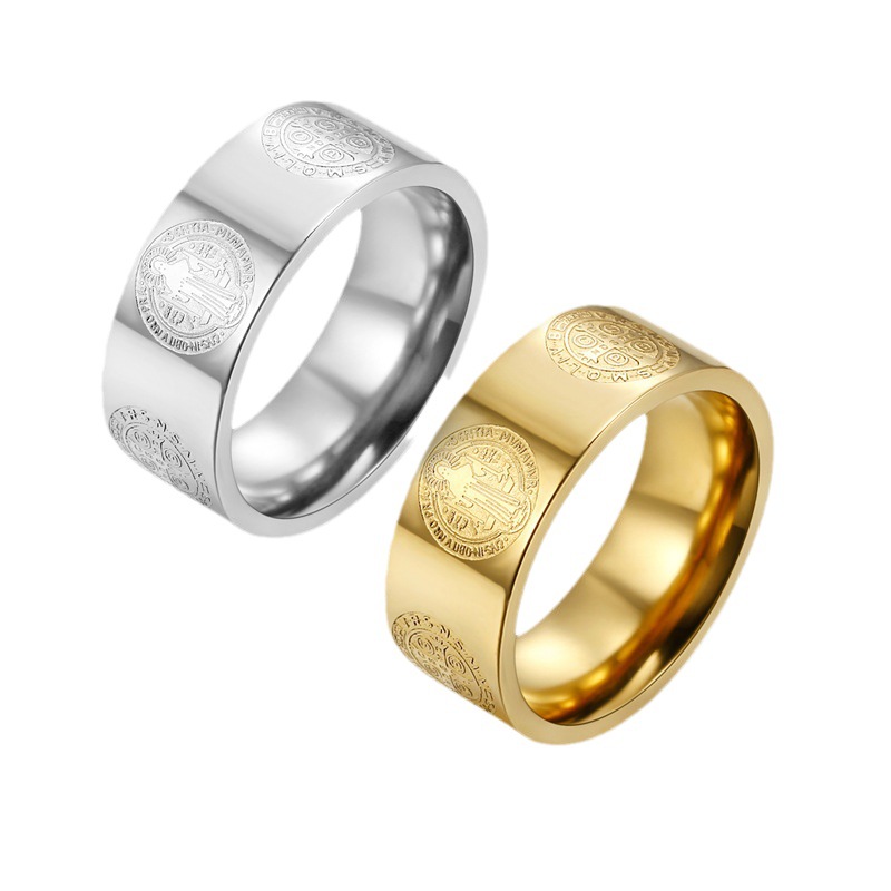 Fashion Exorcism St. Benedict Cross Titanium Steel Ring Faith Religious Ring Ring JZ000A10