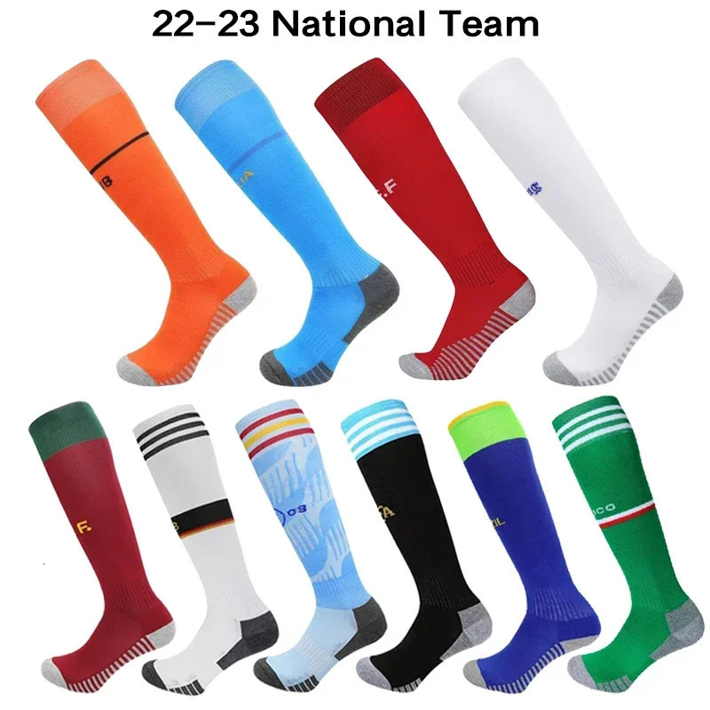 22/23 Seasons National Team Football Socks Adult Children Thickening Towel Bottom Non-Slip Soccer Training Match Sport Stocking 250214