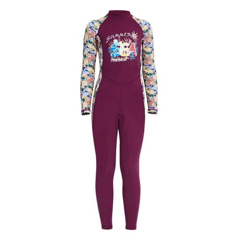 Children Girls Long Swimsuit Sun Protection Bathing Suits Speed Dried Loaded Snorkeling Diving Kids Wetsuit Clothes Z250214