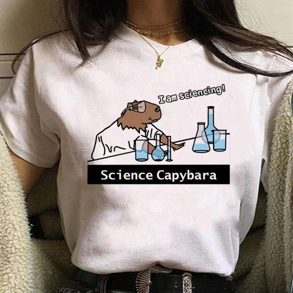 Capybara T-Shirt Funny Capy Birthday Graphic Casual Plus Size Women Vintage Cartoon Print Streetwear Short Sleeve Tees