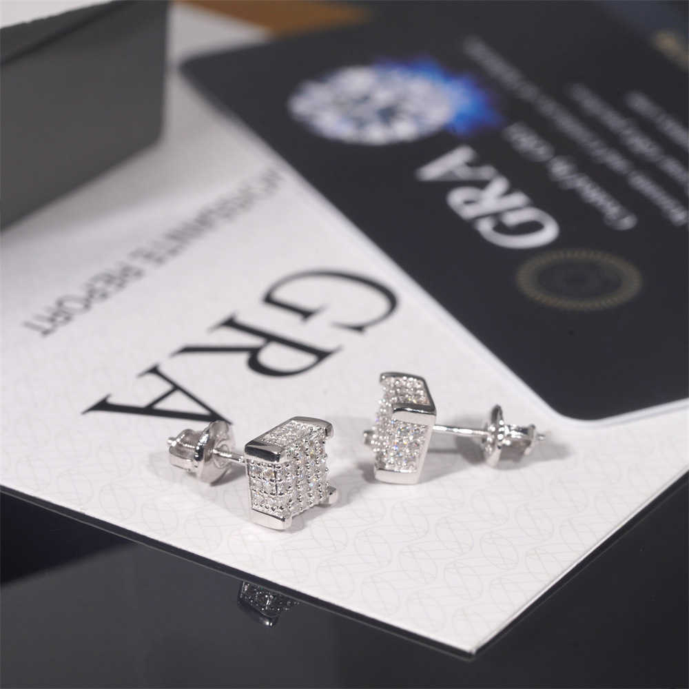 Princess Fang fashion earrings hot selling new 925 silver vvs vs moissanite simple earrings mens and womens jewelry