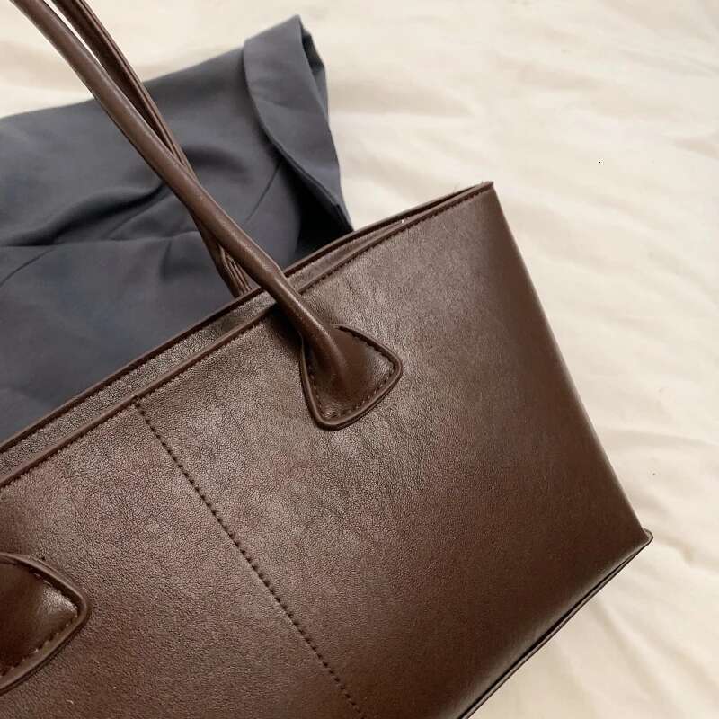 Bury Underarm Shoulder For Women Pure Color PU Leather Large Capacity Casual Tote Bags 2025 Winter New Handbags