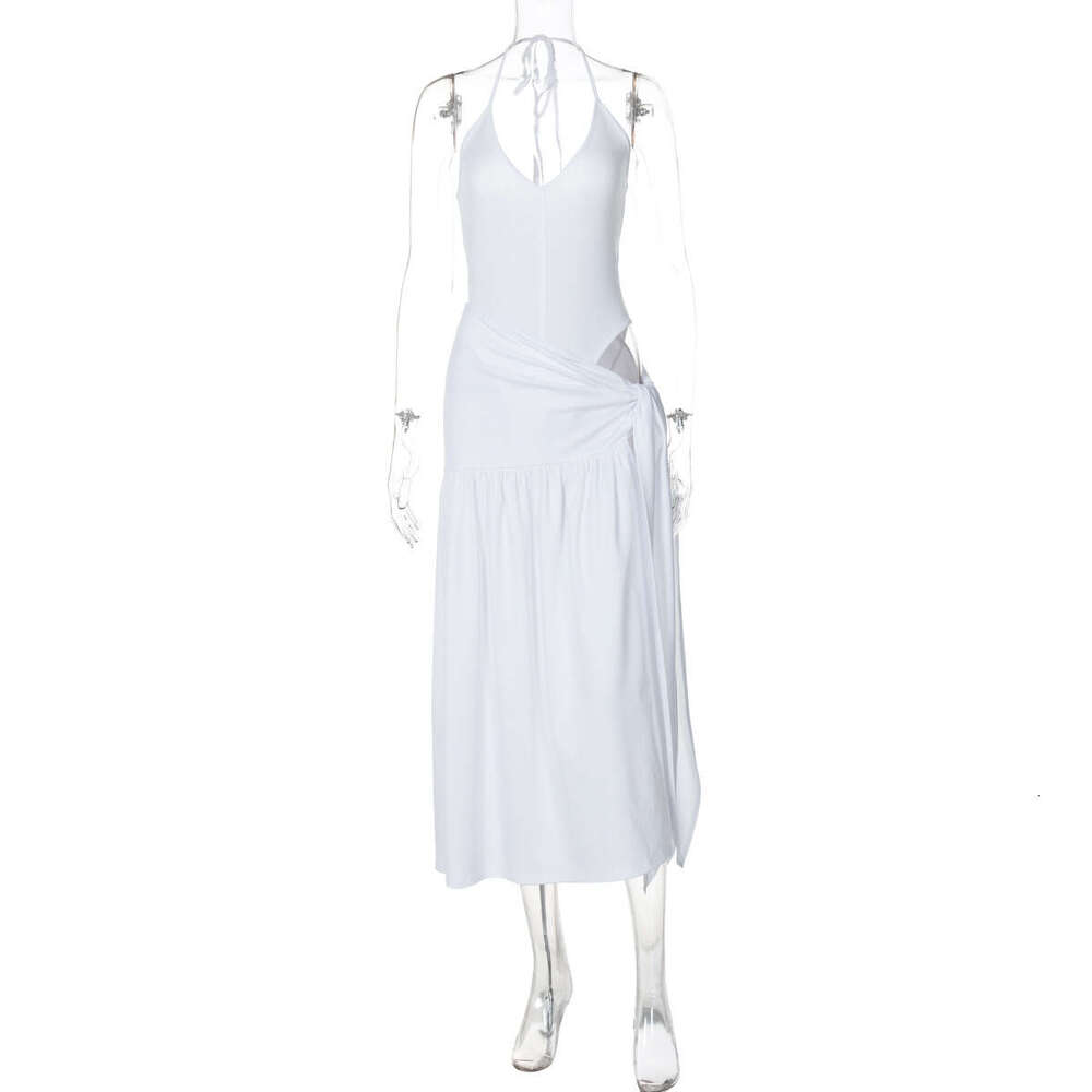 European American women's autumn product fashionable and sexy backless jumpsuit slim fit lace up skirt set wholesale 2025 new casual versatile fa